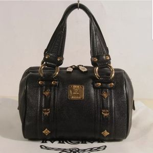 MCM Pebbled Studded Logo Motifs Mini Boston bag